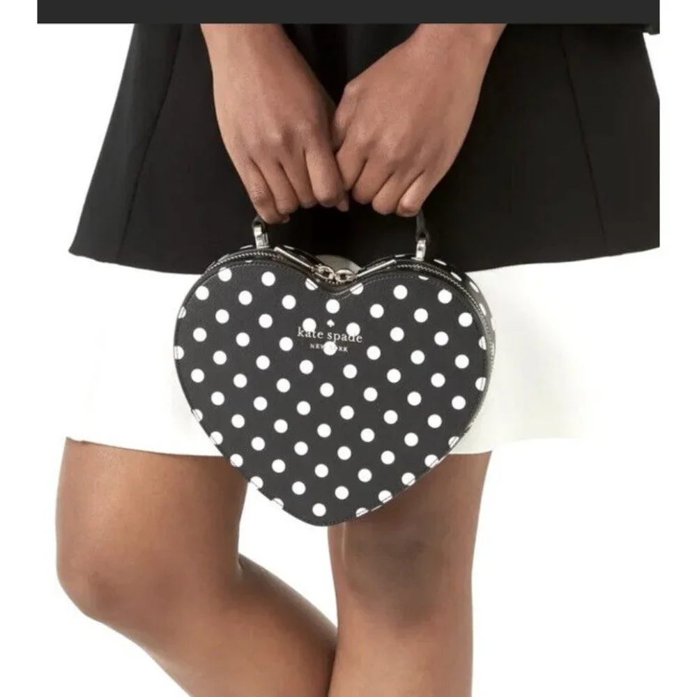 Kate Spade purse Love Shack Heart handbag crossbody in polka dots NWT - Picture 7 of 8